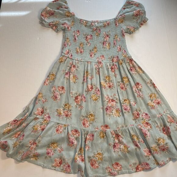 Becool Peasant Babydoll Smocked Mini Dress Puff Sleeves Spring Easter Floral S - Picture 8 of 16
